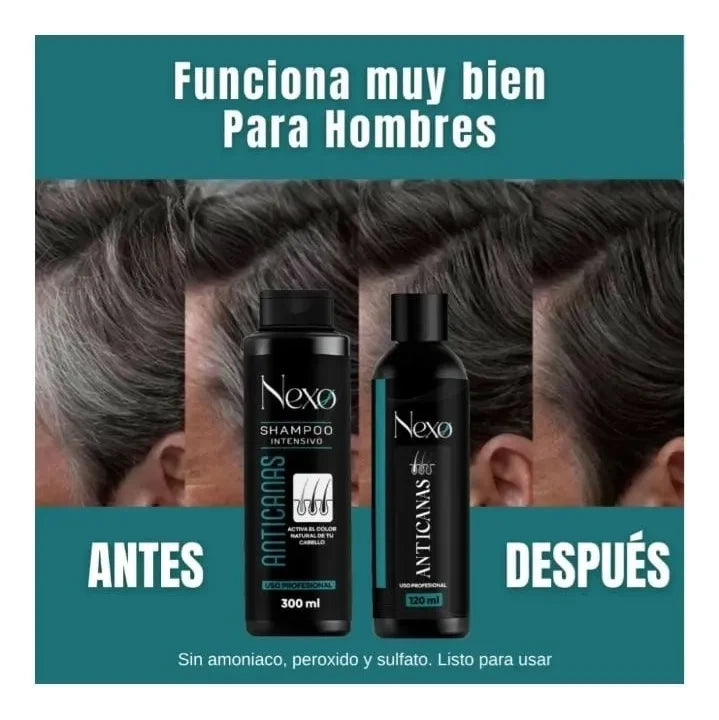 KIT MAGICO CUBRE CANAS NEXO: SHAMPOO + TRATAMIENTO CAPILAR +TONICO