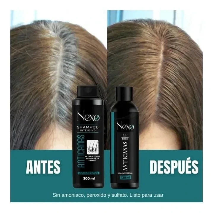 KIT MAGICO CUBRE CANAS NEXO: SHAMPOO + TRATAMIENTO CAPILAR +TONICO