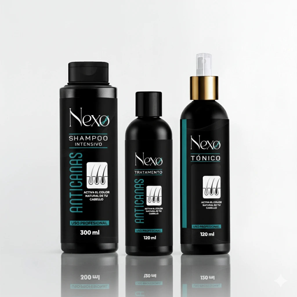 KIT MAGICO CUBRE CANAS NEXO: SHAMPOO + TRATAMIENTO CAPILAR +TONICO