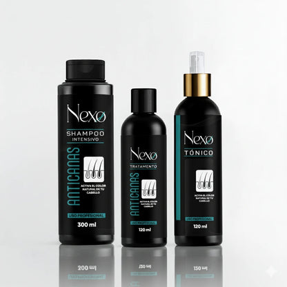KIT MAGICO CUBRE CANAS NEXO:  SHAMPOO + TRATAMIENTO CAPILAR  +TONICO